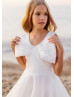 White Organza Big Bow High Low Flower Girl Dress